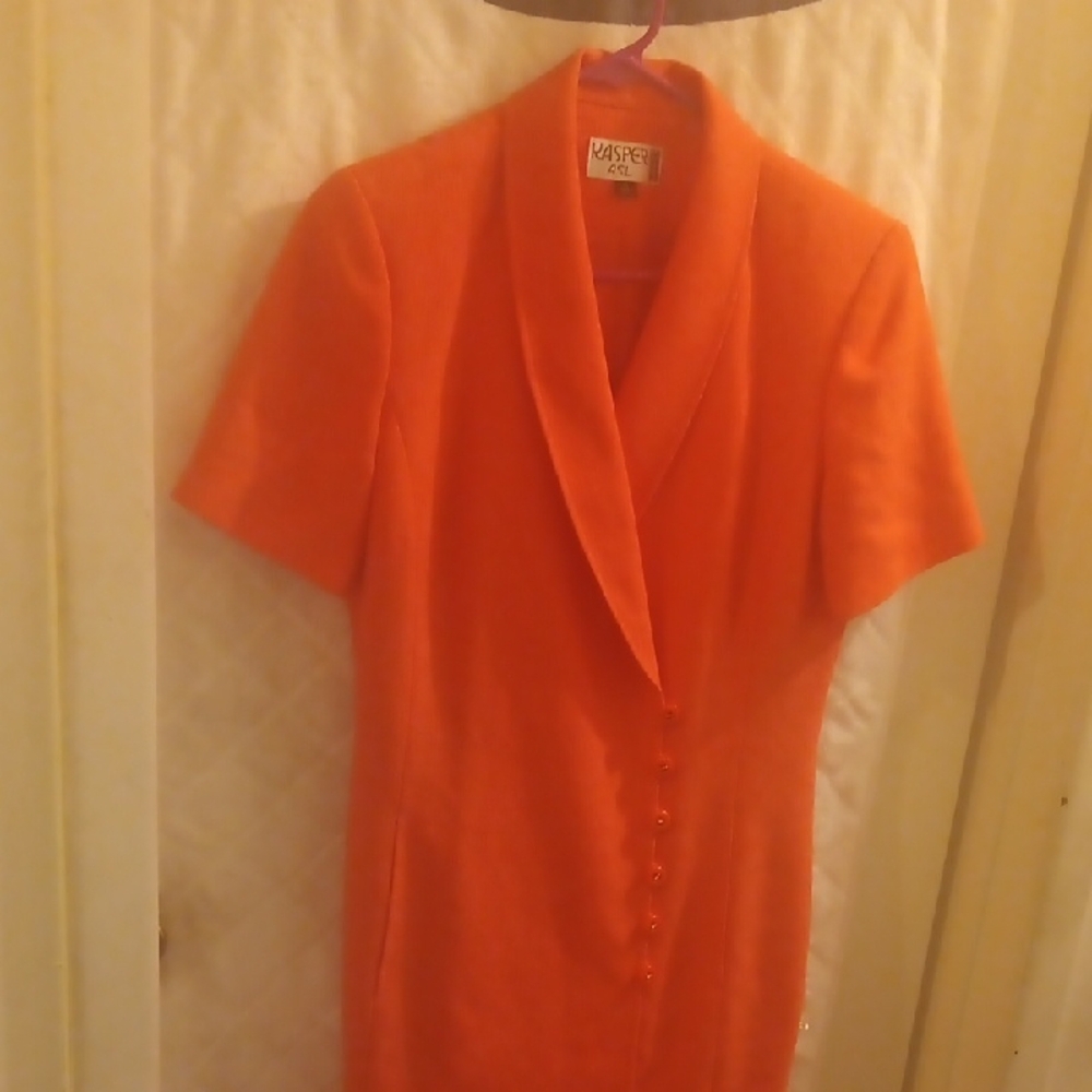 Kasper Orange Short Sleeve Dress